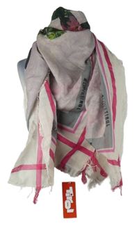 Nové - Dámská růžovo-barevná vzorvovaná šála 