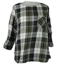 Dámská khaki-černo-bílá kostkovaná halenka M&S