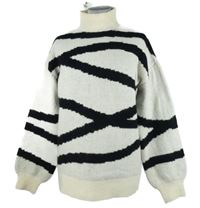 Dámský smetanovo-černý vzorovaný svetrový rolák Fig&Basil 