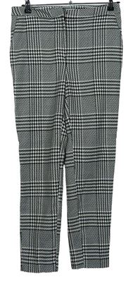 Dámske čierno-biele kockované nohavice H&M