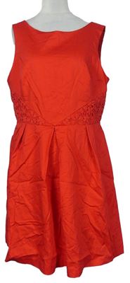 Dámske červené bodkované šaty s čipkou Oasis