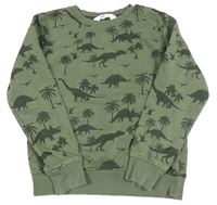 Khaki mikina s dinosaurami H&M