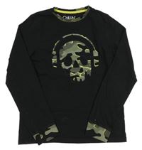 Černo-army tričko s lebkou Next