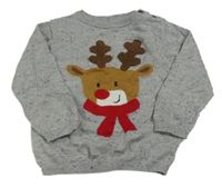 Sivý melírovaný sveter so sobom H&M