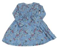 Modré kvetinové bavlnené šaty