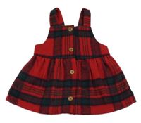 Červeno-tmavomodro-zelené kostkované vlněné šaty F&F