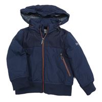 Tmavomodrá šusťáková zimní bunda s kapucí Baker