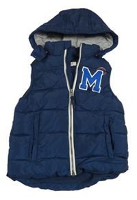 Tmavomodrá šušťáková zateplená vesta s písmenem a kapucňou H&M