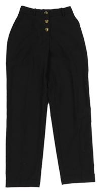 Černé lehké high waist kalhoty s knoflíčky Zara