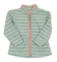 Světlemodro-bílá pruhovaná fleecová propínací mikina C&A