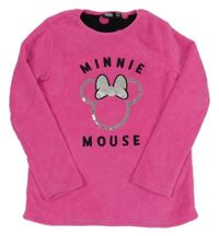 Neónově ružová chlpatá mikina s Minnie Disney