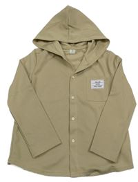 Béžová prepínaci ľahká mikina s nášivkou a kapucňou