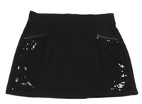 Čierna tepláková sukňa s flitrami C&A