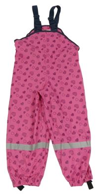 Ružové nepromokavé na traké nohavice so srdiečkami
