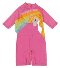 Neónově ružový UV overal s dúhou a jednorožcom H&M