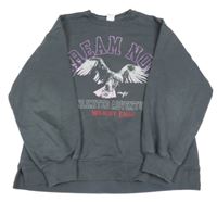 Tmavošedá oversize mikina s nápisem a orlem Zara