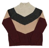 Vínovo-ružovo-farebný pruhovaný sveter Primark