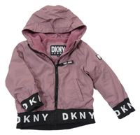 Starofialová šusťáková lehce zateplená bunda s kapucí DKNY