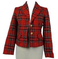 Dámské červeno-barevné kostkované vlněné sako P.S.