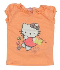 Neónově oranžové tričko s Kitty zn. C&A