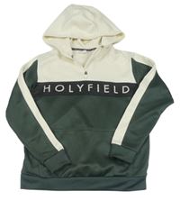 Smetanovo-antracitovo-khaki mikina s logem a kapucí Holyfield
