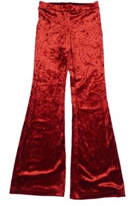 Červené sametové flare kalhoty H&M