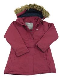 Vínový šušťákový zimný funkčný kabát s kapucňou Trespass