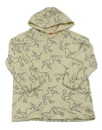 Smotanová dlhá mikina s jednorožcami Nutmeg