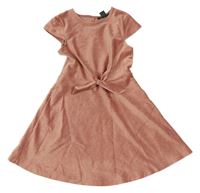 Růžové sametové žebrované šaty s uzlem Primark