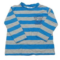 Modro-sivé pruhované tričko s nápisom Topolino