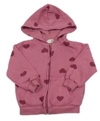 Ružová prepínaci mikina so srdiečkami a kapucňou H&M