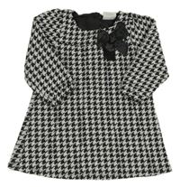 Šedo-černé vzorované pletené šaty s mašlemi Next