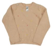 Svetloružový chlpatý sveter s hviezdičkami C&A