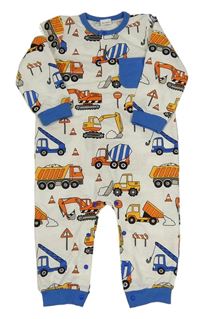 Bílý overal se stavebními stroji a kapsou