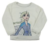 Biela chlpatá mikina s Elsou Disney