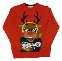 Červený sveter so sobom H&M