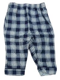Tmavo-svetlomodré kockované flanelové pyžamové nohavice