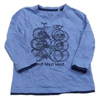 Modré melírované tričko s jízdními bicyklami Topolino