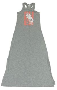 Sivé melírované dlhé šaty s nápisom Pepperts