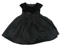 Čierne šusťákovo/sametové slávnostné šaty s mašlou Matalan