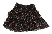 Černá vrstvená sukně s kytičkami H&M