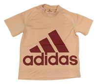 Broskvové funkční sportovní tričko s logem Adidas