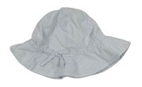Světlemodro-biely pruhovaný krepový klobúk s mašlou H&M