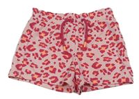 Svetloružová -ružovo-oranžové vzorované teplákové kraťasy Matalan