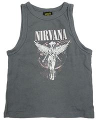 Šedý žebrovaný top Nirvana 