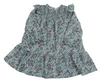 Světlemodré kytičkované žabičkové šaty Primark 