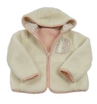 Smetanovo-ružová huňatá podšitá bunda s kapucňou zn. Dunnes