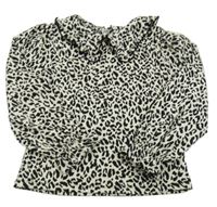 Smetanovo-čierna vzorovaná blúzka s golierikom Next