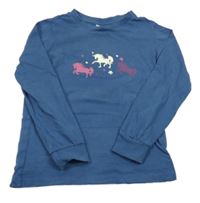Modré triko s jednorožci L&D