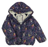 Tmavomodrá šusťáková zimní bunda s Frozen a kapucí M&S